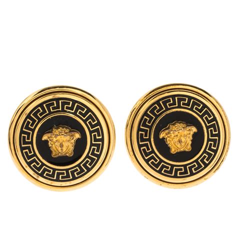 versace coin earrings|versace enamel earrings.